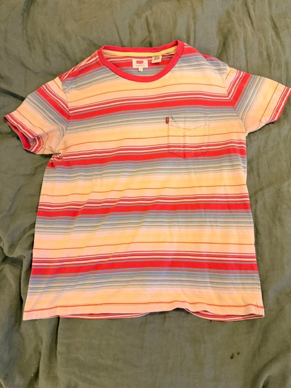 Levi’s Men’s Striped Pocket T-Shirt | Size Medium | Retro Multicolor Crewneck
